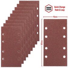 10 Hook & Loop Third 1/3 Sanding Sheet For Bosch Sander 8 Hole PSM 200 AES 150 A