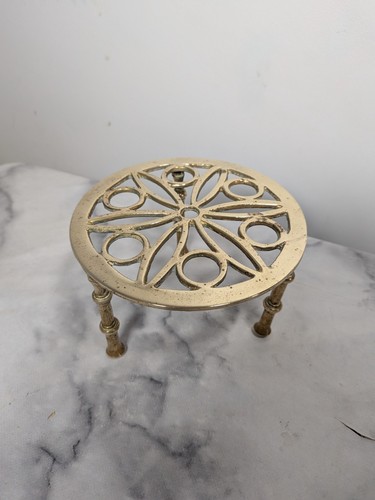 Vintage solid brass trivet - vintage,