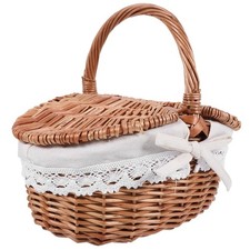 Wicker Picnic Basket with Lid
