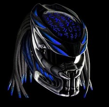 FREE SHIPPING PREDATOR HELMET CUSTOM BLUE FIRE ( DOT & ECE CERTIFIED )