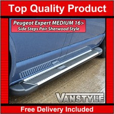 FITS PEUGEOT EXPERT MEDIUM 16> ALUMINIUM SIDE STEPS SHERWOOD STYLE RUNNING BOARD