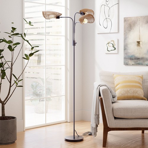 Head floor lamp with rattan - floor,