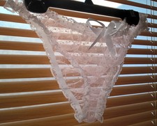 Sexy Sheer White / Pink SWISS Dot SEE THRU Knickers Panty Sissy CD TV 34 - 46" +