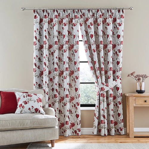 Ellis red curtains fully lined - red,