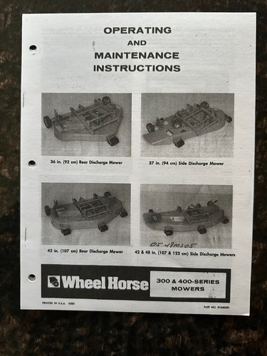 Wheel horse 300 400 mower - &,