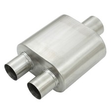 2.5" TWIN DUAL EXIT EXHAUST BACK BOX BACKBOX 3" INLET 5"X9" 200mm OVAL MUFFLER