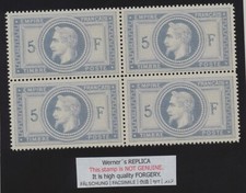 4-block FORGERY - Werner's REPLICA of FRANCE 1869 5fr Gray