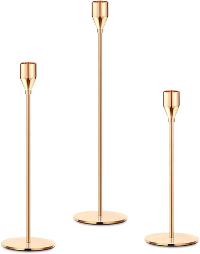 Gold taper candle - gold,