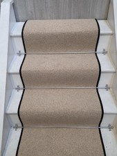 Stair Carpet Runner 6m / 60cm Wide / Upto 12 Steps 100% Wool - Beige - Berber