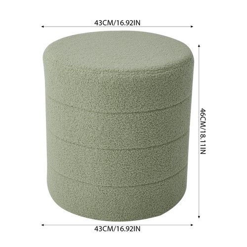 Round teddy velvet footstool - velvet,