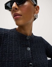 Marks & Spencer Womens Navy Cotton Crew Long sleeved Cardigan - M&S