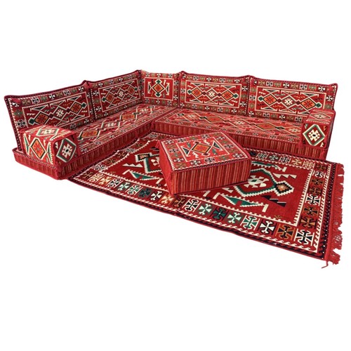 Red arabic majlis sofa set - red,