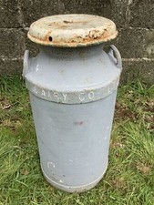 Old Vintage Grey Painted Steel Milk Churn 10 Gallon 2`3"H