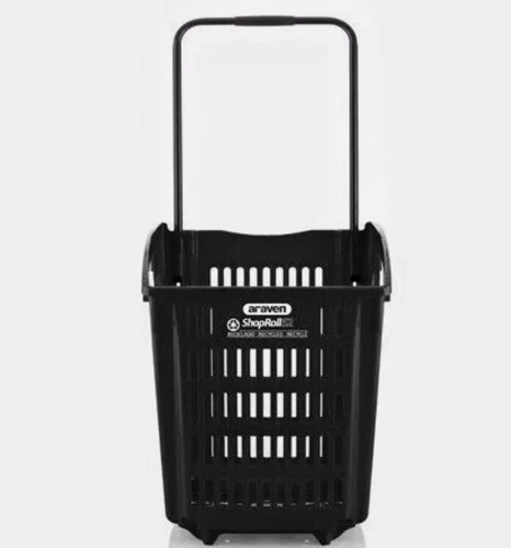 Black plastic shopping basket - black,