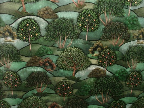 Green meadow velvet curtain - green,