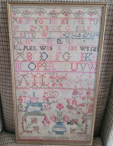 Antique needlework sampler - antique,