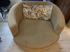 Large Double Swivel Beige Cuddle Chair