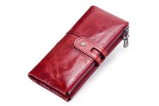 Women's Large Capacity Zipper Leather Long Wallet Ladies Casual Coin Phone Purse