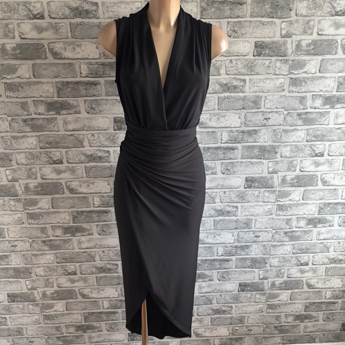 046 black plunge ruched figure - 046,