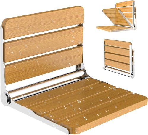 Fold down wooden shower - down, seat