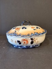 VINTAGE BISHOP & STONIER * BISTO * CADUCEUS SYMBOL CHINA BUTTER DISH & LID