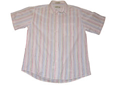 ORVIS Mens Shirt Multi Colour Textured Stripe Button Up Short Sleeve Cotton L