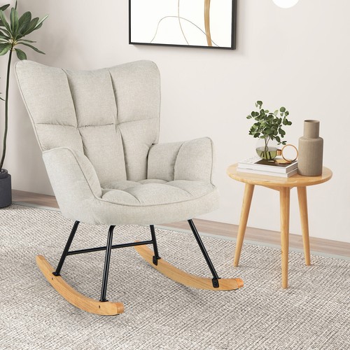 Linen nursery rocking chair - nursery,