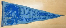 Vintage ELVIS 1971 Summer Festival Pennant International Hotel Hilton RCA Blue