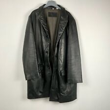 Alfani Mens Leather Jacket Size XL Black Coat Collared Duster Rocker Goth Biker