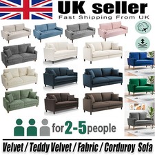 Modern Jumbo Cord Sofa Couch Corduroy Sofa 3-Seater 4-Seater with 2 Throw Pillow