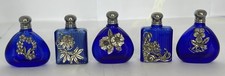 5 SILVER SCENES PERFUME BOTTLES. (silver Plated)