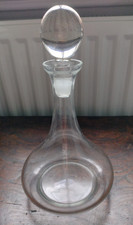 Vintage Clear Crystal Ship's Decanter With Stopper 30cm Tall