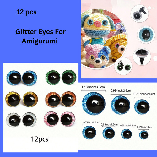 Plastic glitter safety eyes - 3d,