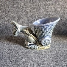 Vintage 1960s Shamrock Pottery Blue Donkey With Cart Vase/Planter