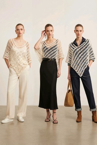 Crochet mesh poncho - poncho, sequined