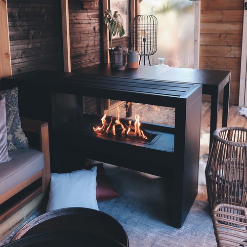 Black gas fire pit - gas, table