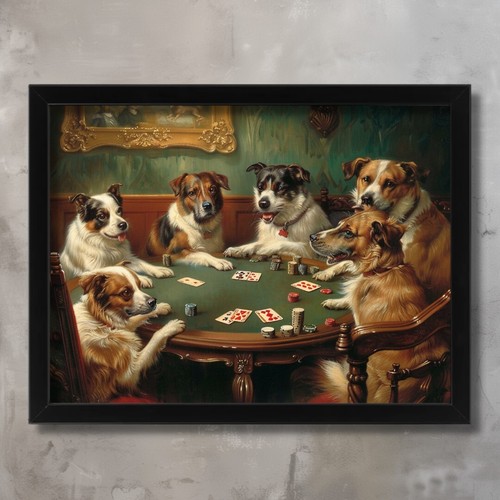 Poker player dogs wall art - dogs,