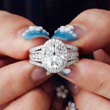 3.98 TCW Oval Moissanite Halo