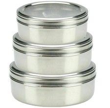 VINOD Stainless Steel Indian Spice Box Tin Deep Masala Dabba Spices Storage Box