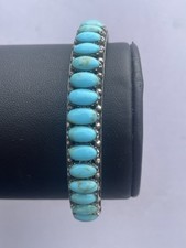 Vintage 1970s Navajo Turquoise Cuff Bangle Native American 