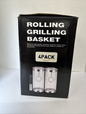 4 Pack Rolling Grilling Basket Stainless Steel For BBQ Grill Outdoor Tools US