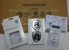 NEW GENUINE VOLKSWAGEN WOLFSBURG CREST BADGE SET BLACK / CHROME 5C0064317AS XRW