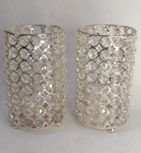 Crystal candle holders silver - crystal,