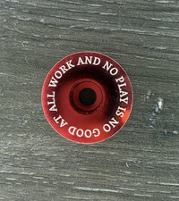 All Work And No Play Is No At All Bike Top Cap 1 1/8" Red Stem Gary Fisher