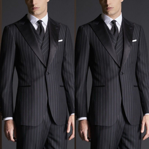 Striped men suits formal black - men,