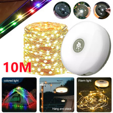 10M Portable Camping String Lights Retractable USB Rechargeable Lamps Waterproof