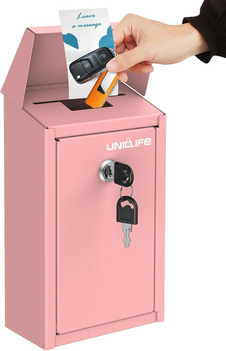 Pink metal key drop box - metal,