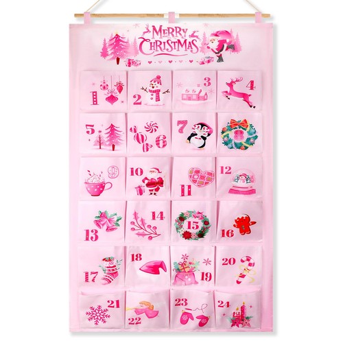 Pink christmas fabric advent - fabric,