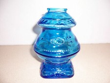 Vintage Wheaton Pot Belly Stove Blue Glass Coin Bank