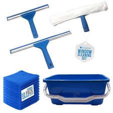 Window Cleaning Kit Microfibre Cloth Squeegee Applicator Bucket Handheld Cleaner